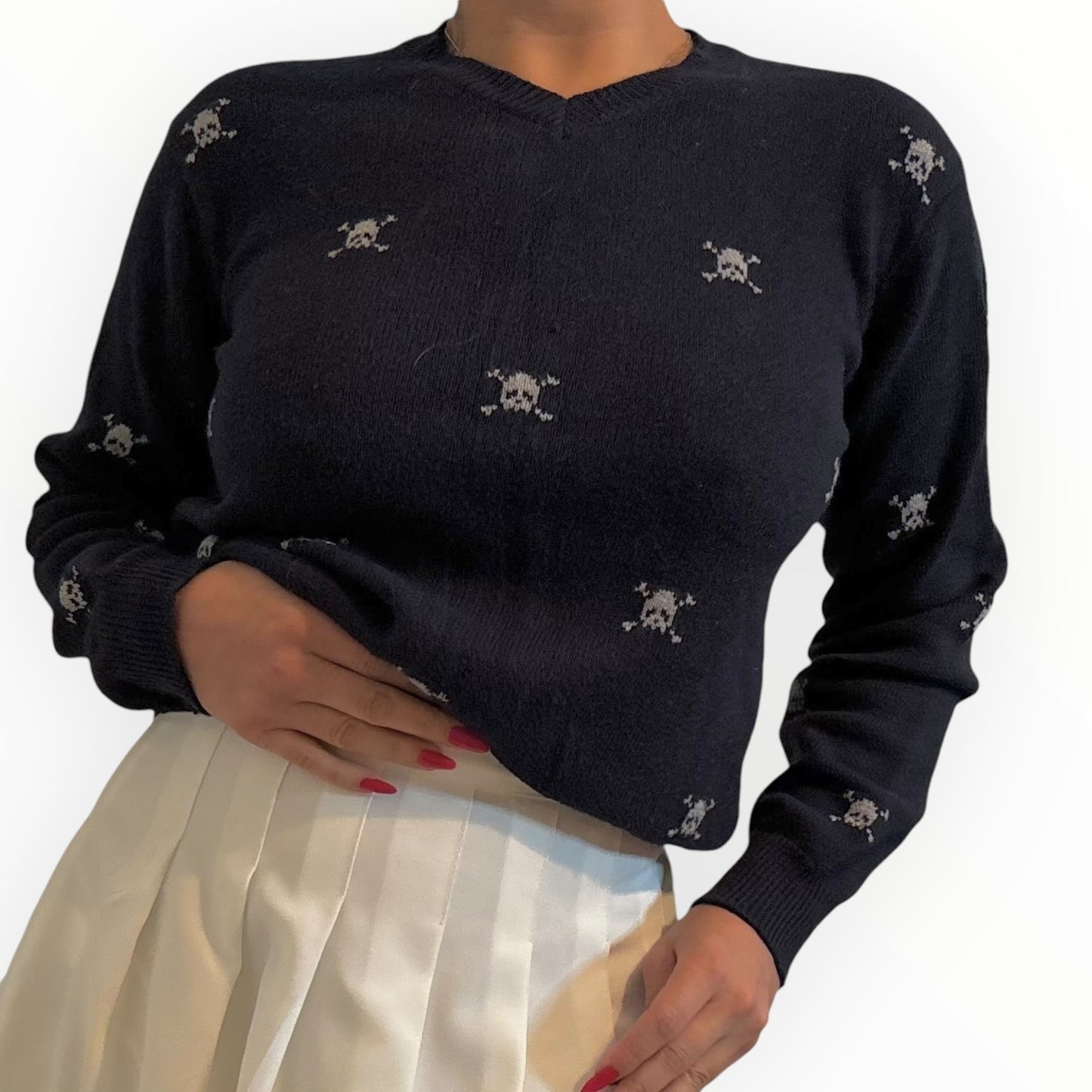 Navy Blue Skull Sweater