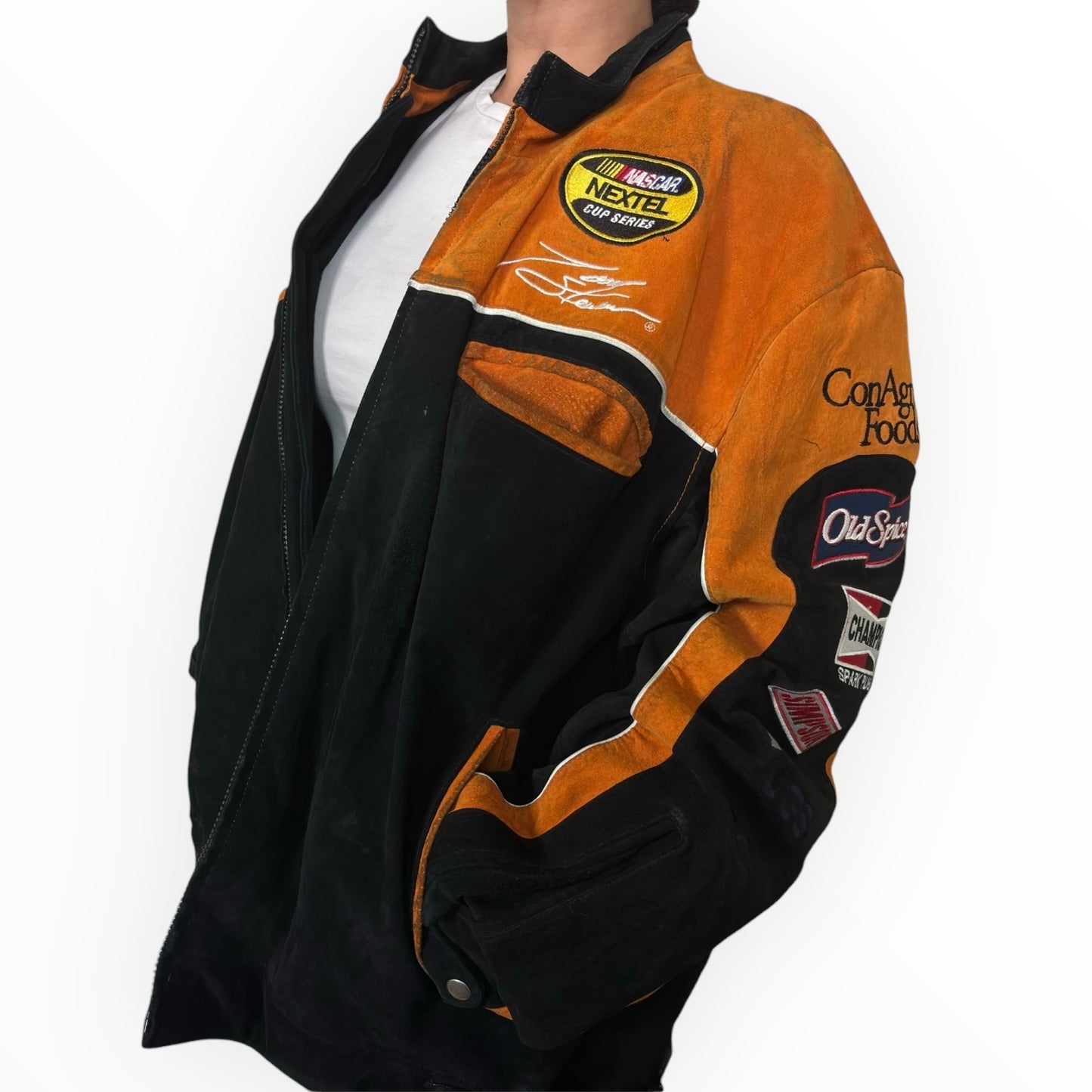 Vintage Tony Stewart Nascar Home Depot Leather/Suede Jacket