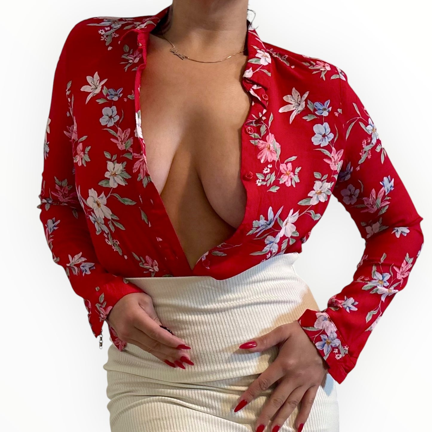 Red Floral Blouse