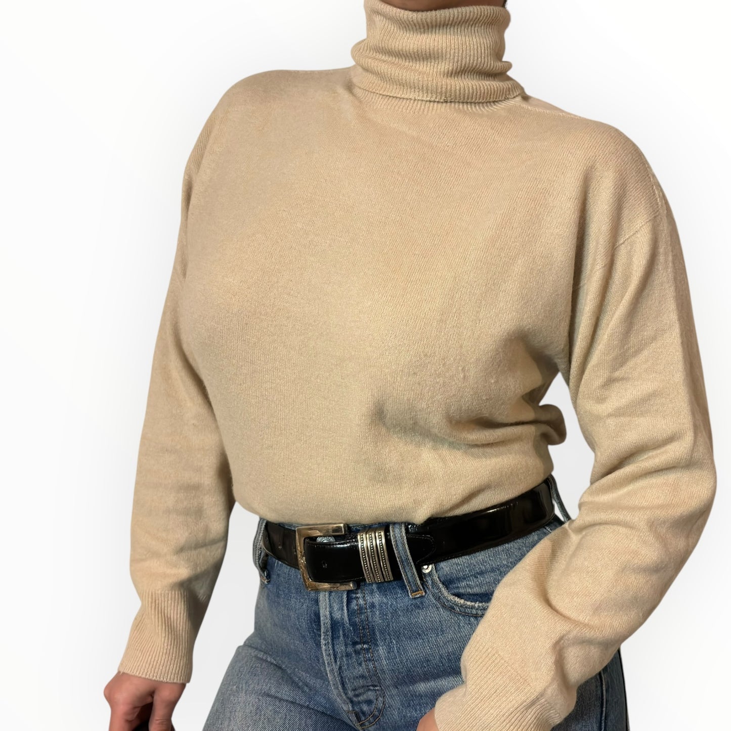Sand Beige Turtleneck Sweater