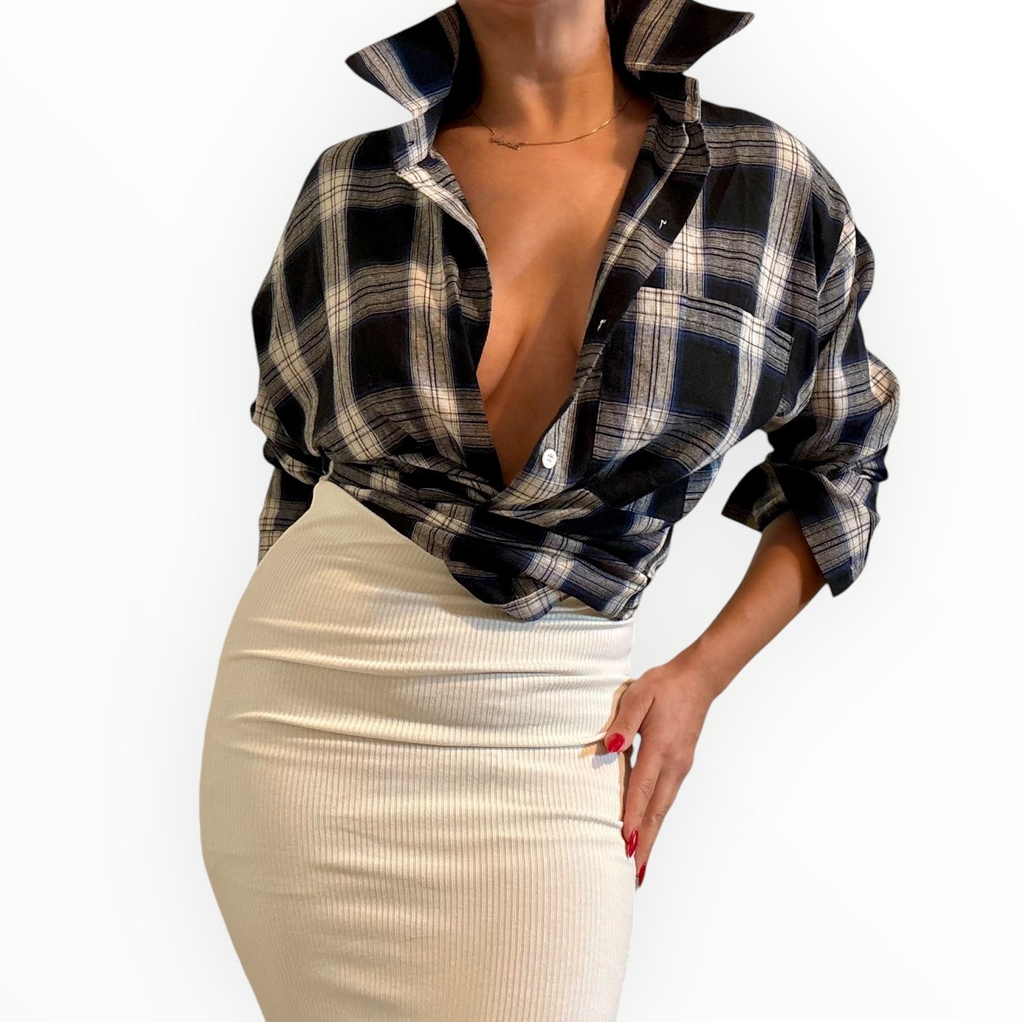 Blue Long Sleeved Plaid Button Up