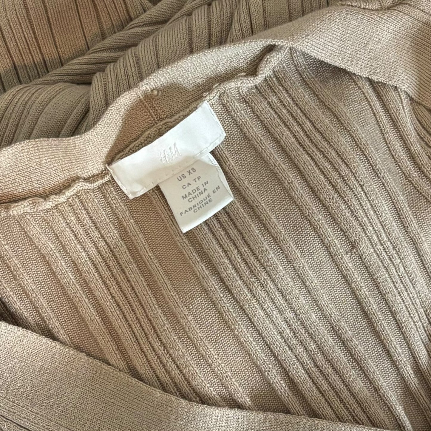 Beige Midi Rib-Knit Sweater Dress