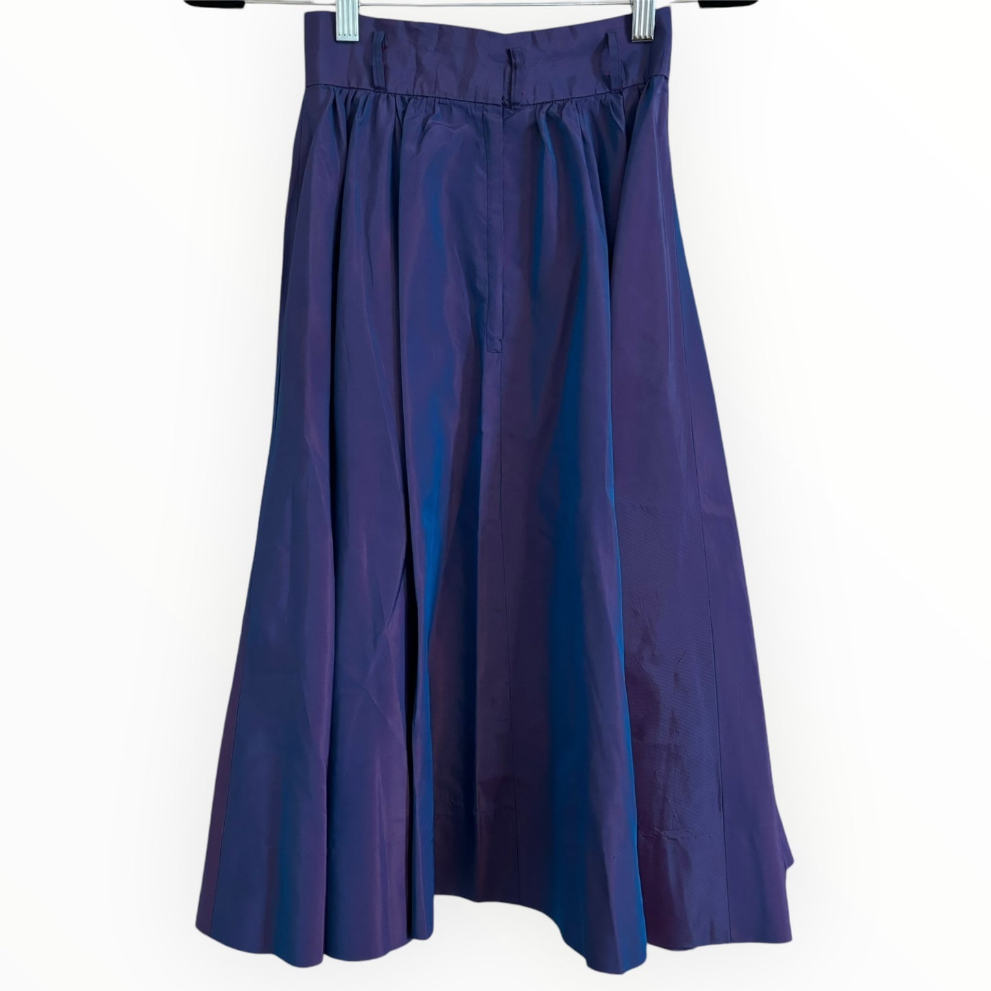 Vintage Handmade Iridescent Royal Blue Taffeta Midi Skirt