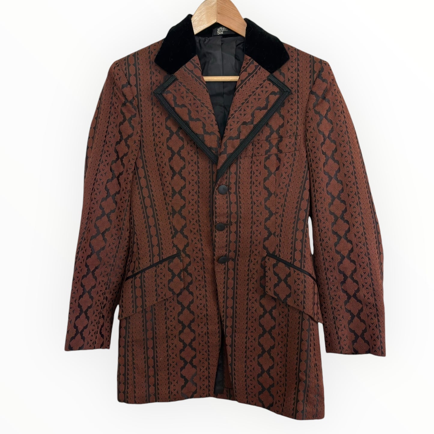 Vintage Brown Embroidered Fitted Blazer