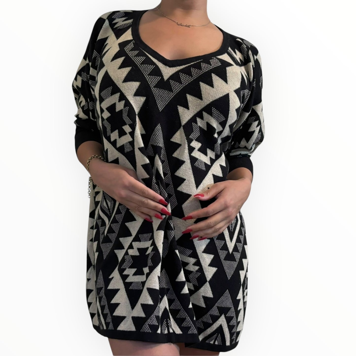 Aztec Print Tunic Sweater Dress