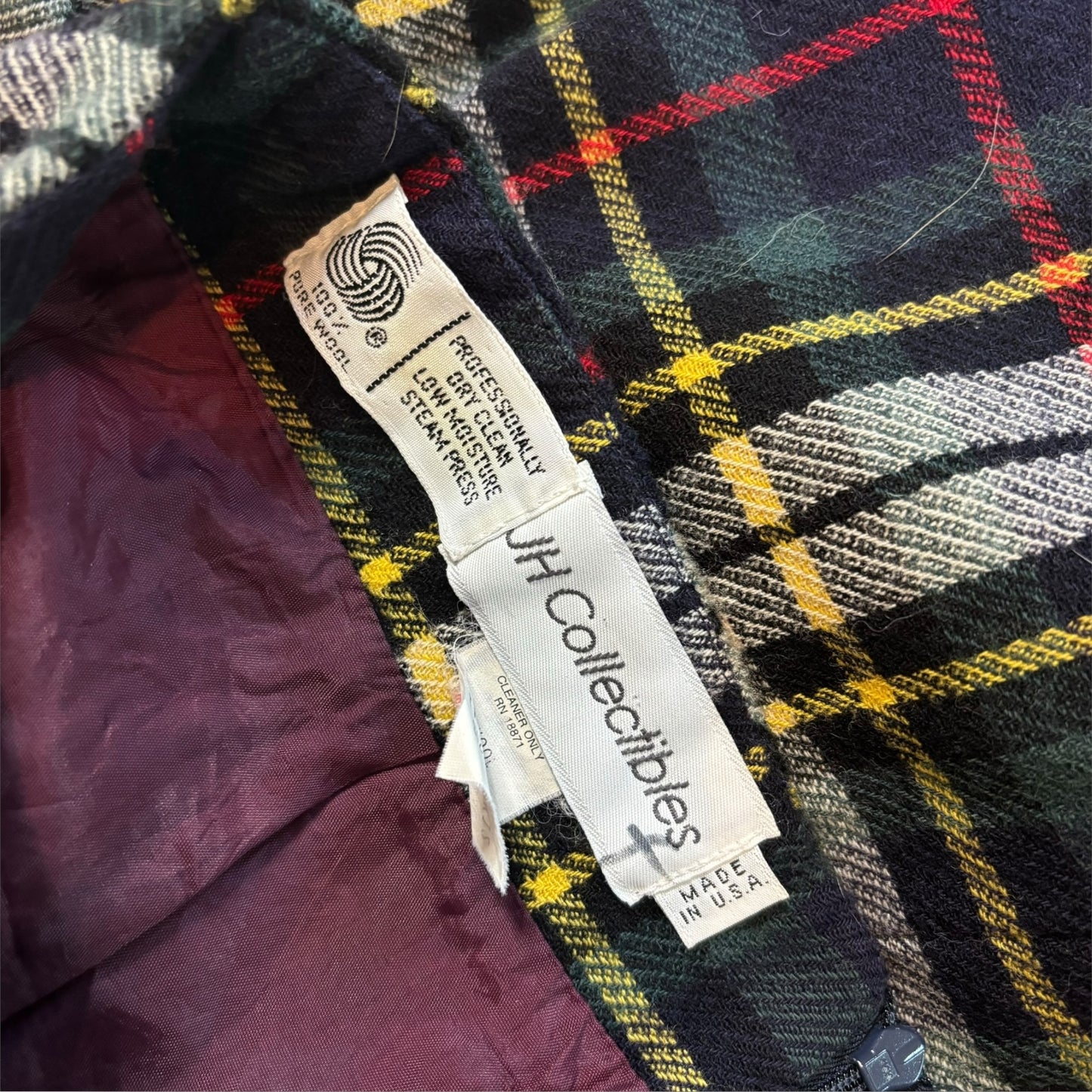 Vintage Plaid Wool Pencil Skirt