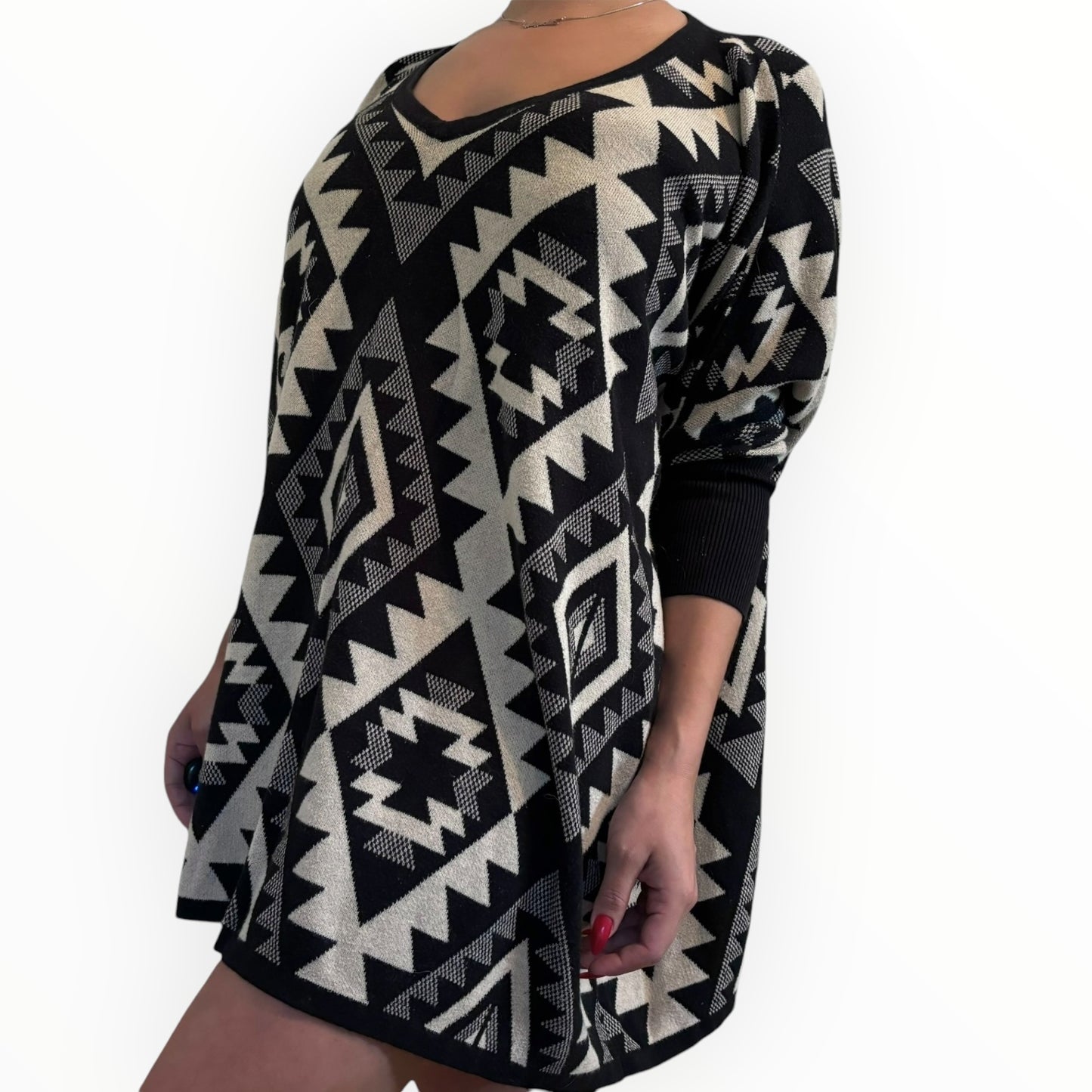 Aztec Print Tunic Sweater Dress