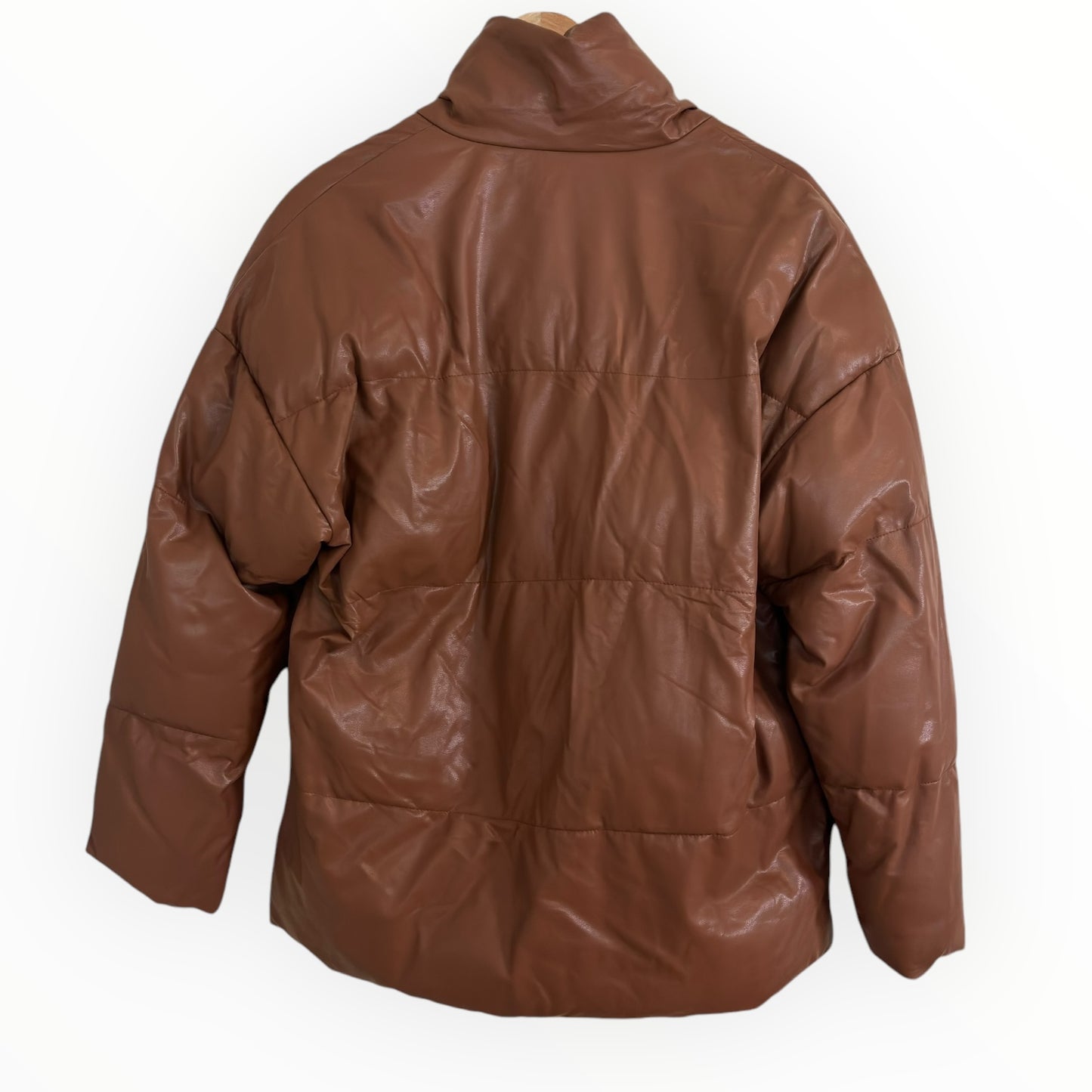 Vegan Leather Chocolate Puffer Jacket