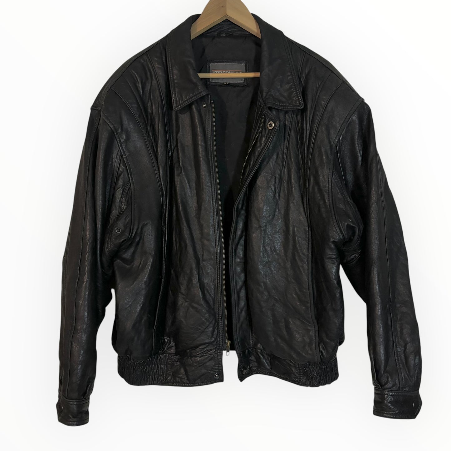 Vintage Black Leather Dad Jacket