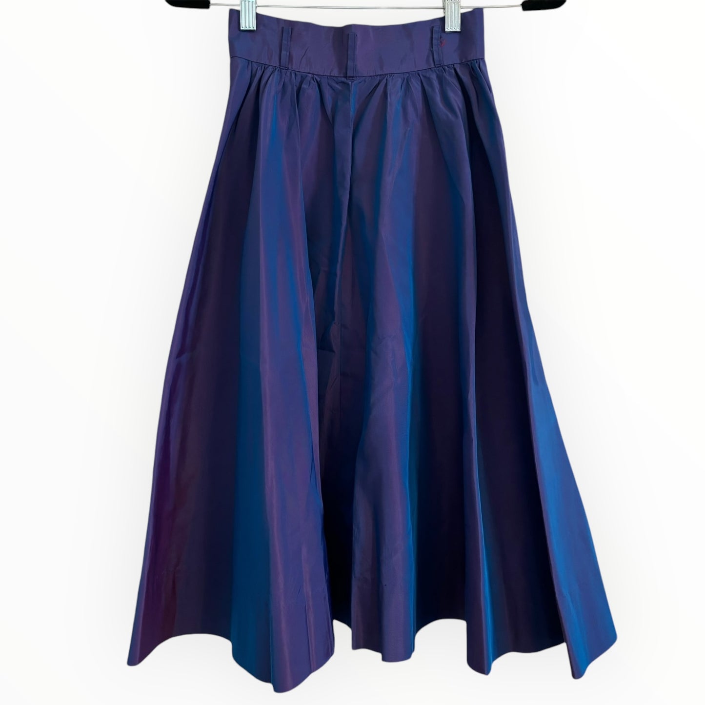 Vintage Handmade Iridescent Royal Blue Taffeta Midi Skirt
