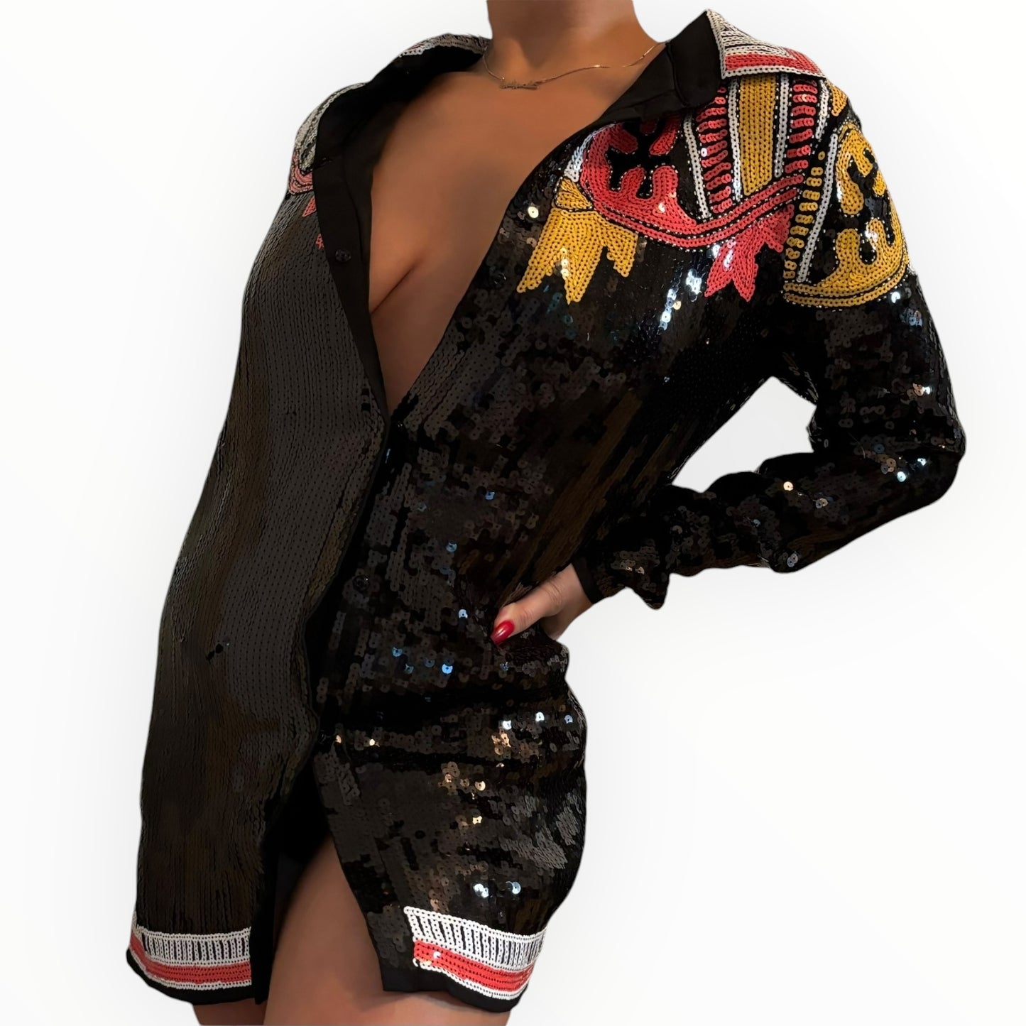 Black Sequin Western Dress