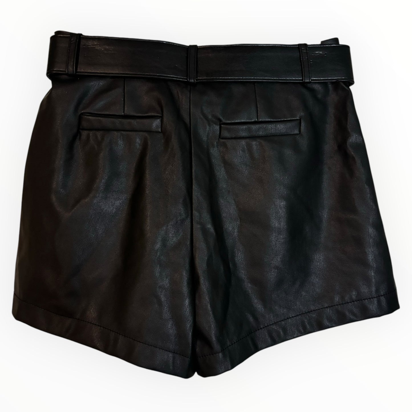 High-Waisted Black Vegan Leather Shorts