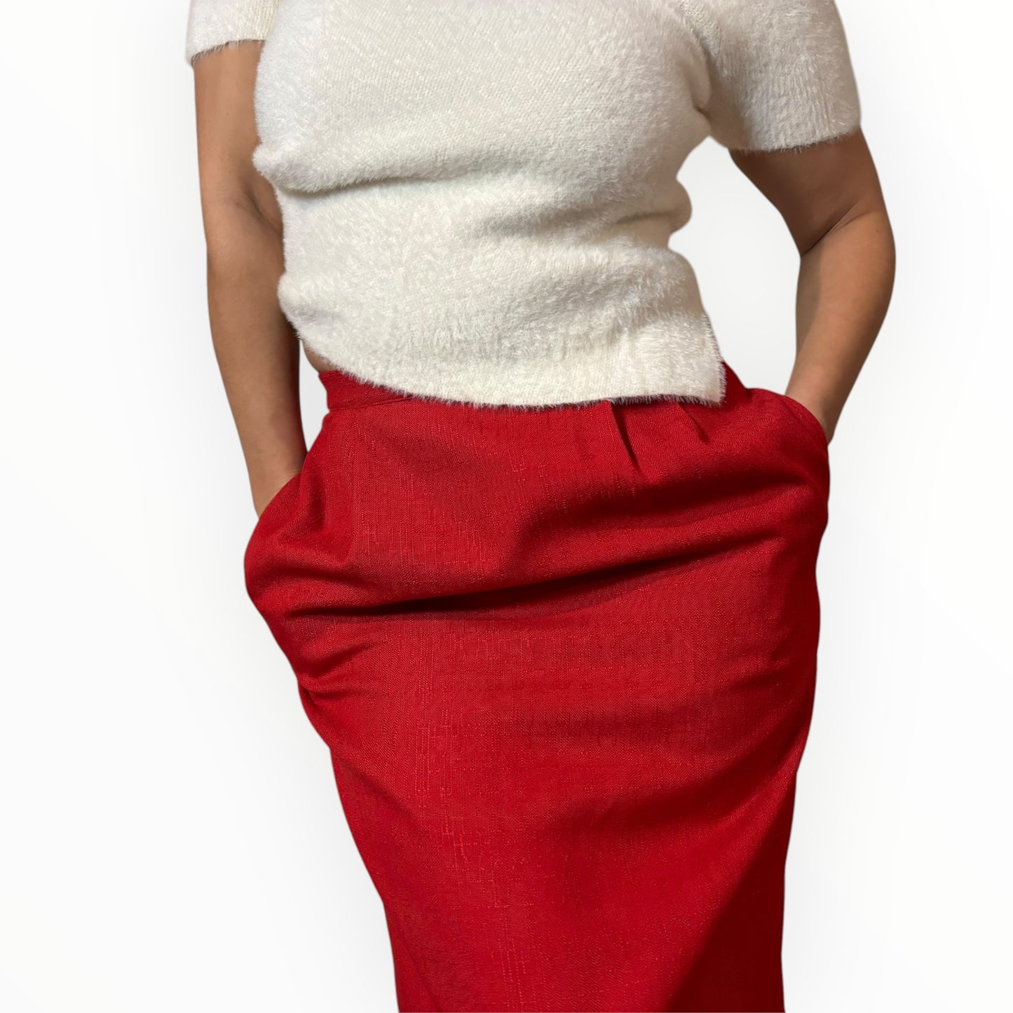 Vintage Candy Apple Red Pencil Skirt