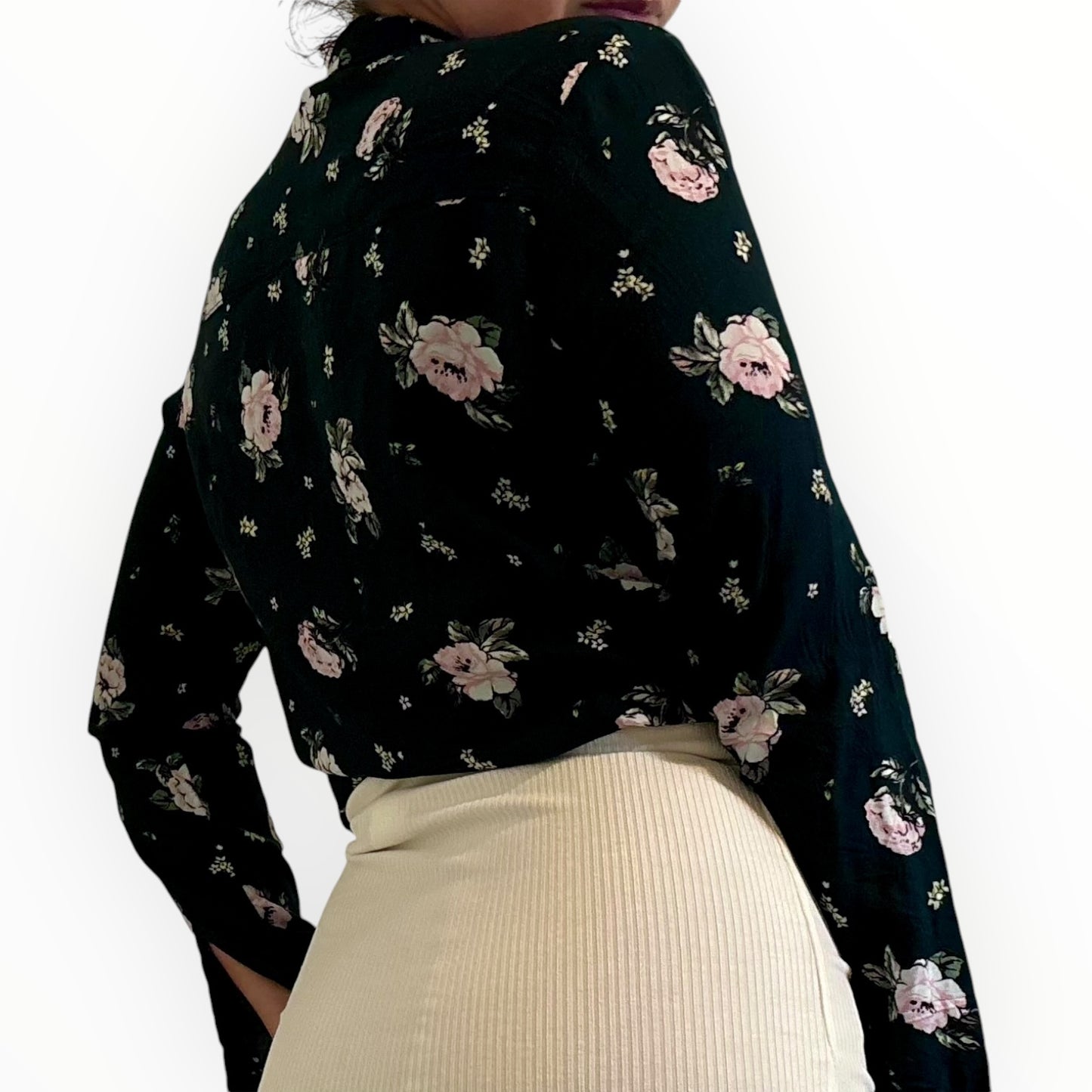 Dark Green Floral Blouse