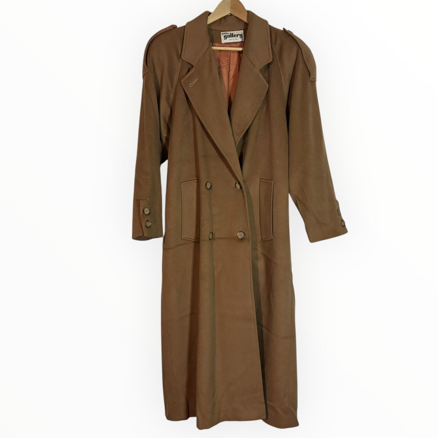 Vintage Camel Double-Breasted Wool Trench