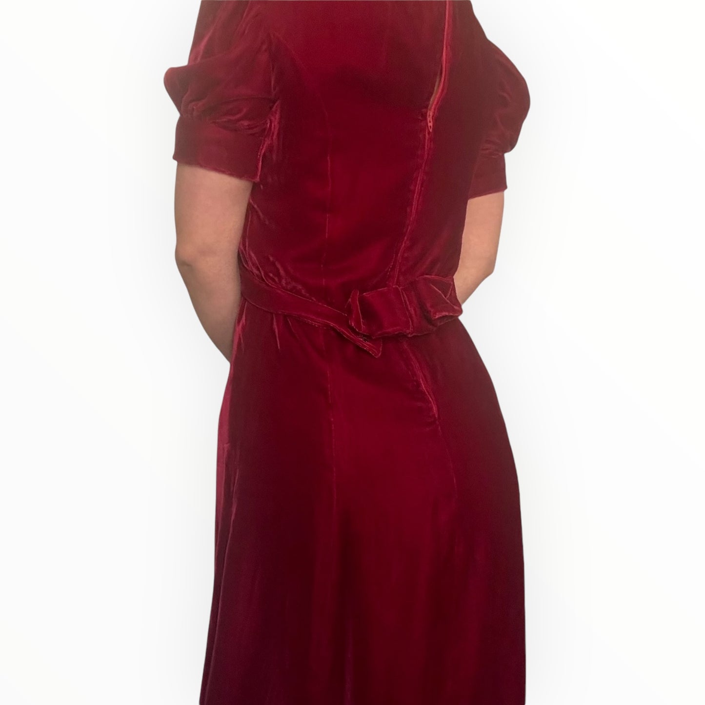 Vintage Red Velvet Floor Length Dress