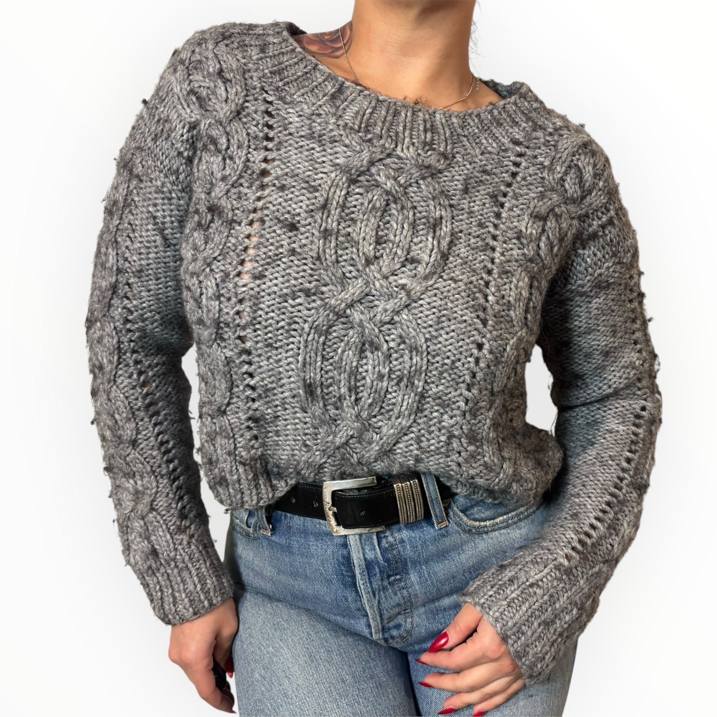 Chunky Wool Knit Grey Sweater