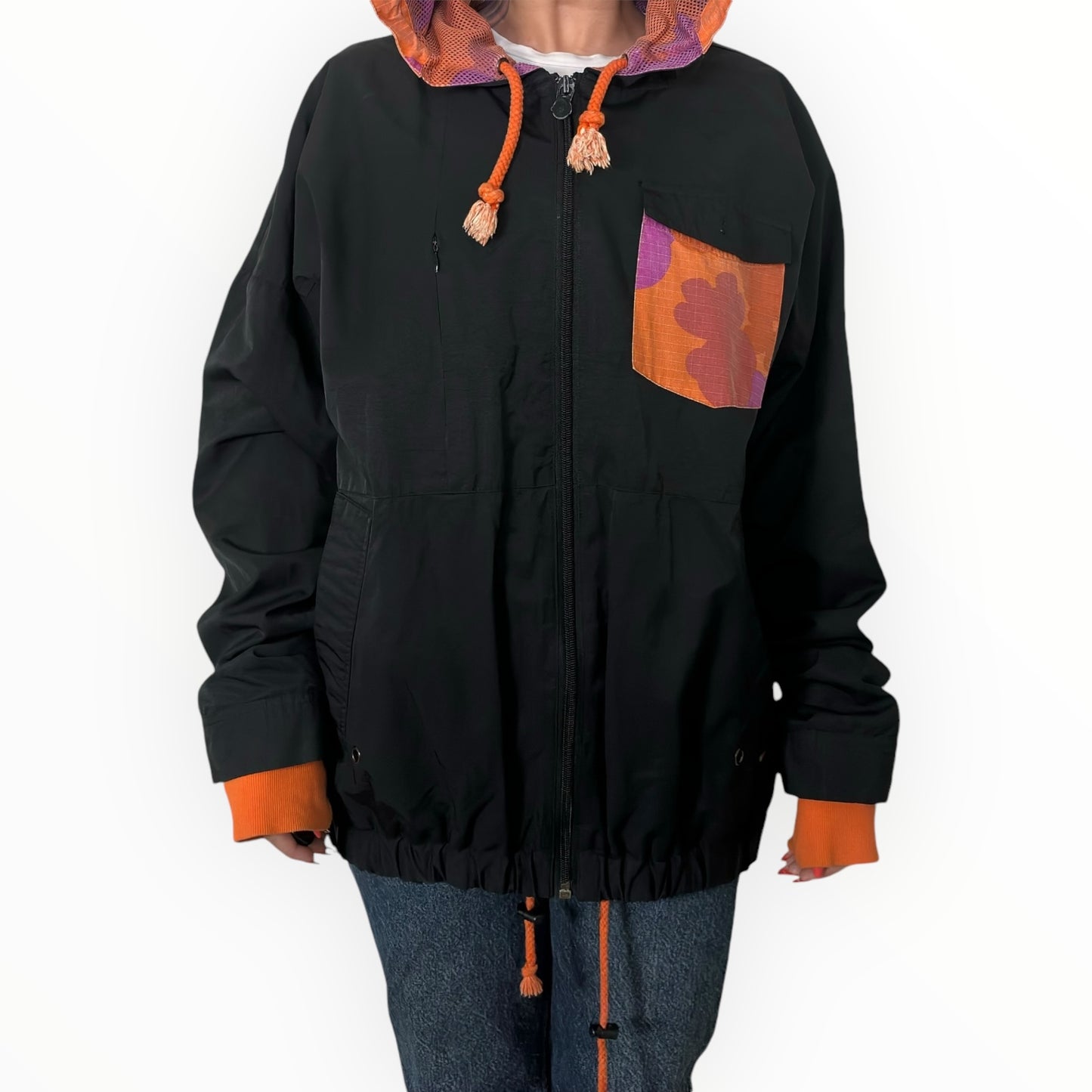 Orange/Black Hooded Windbreaker