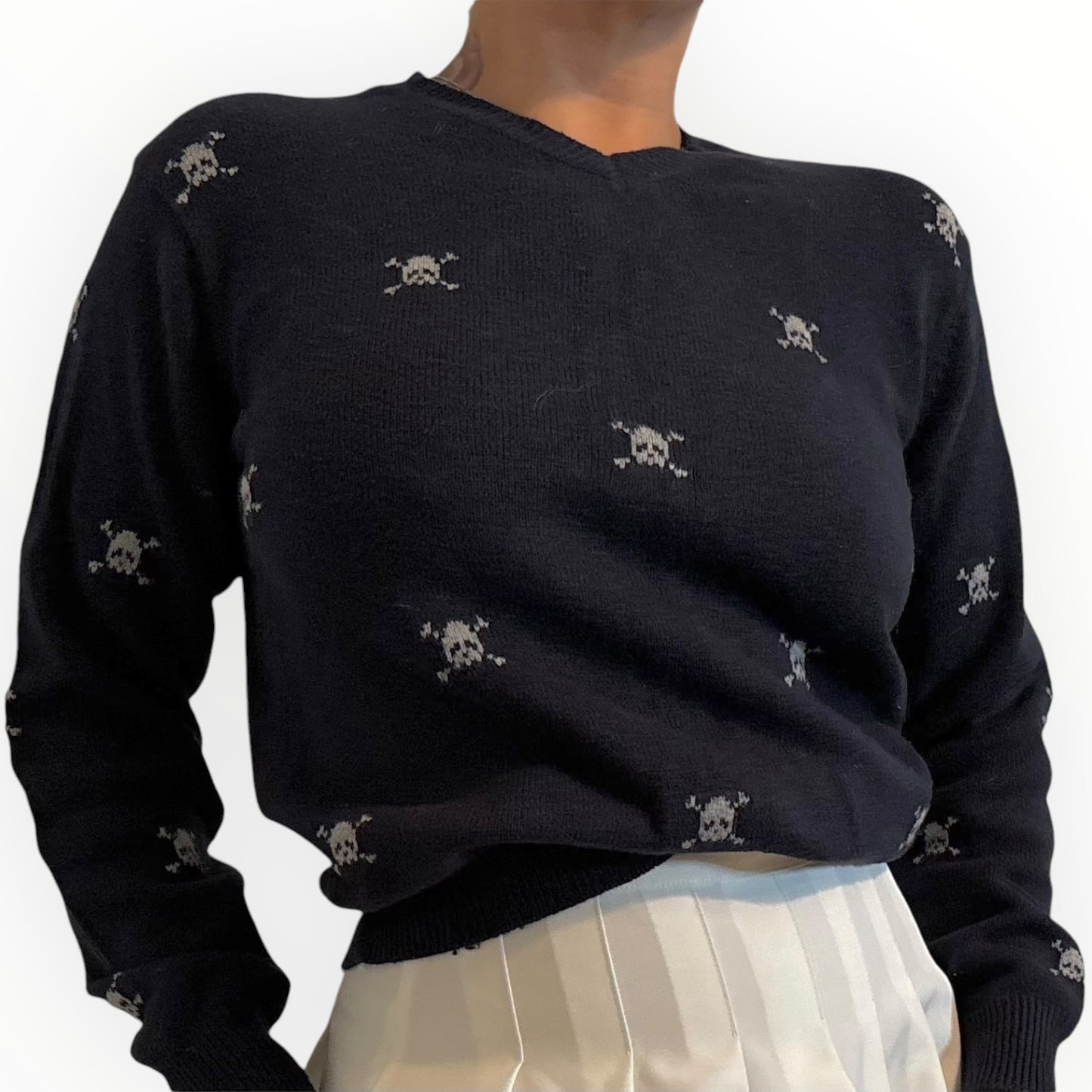 Navy Blue Skull Sweater