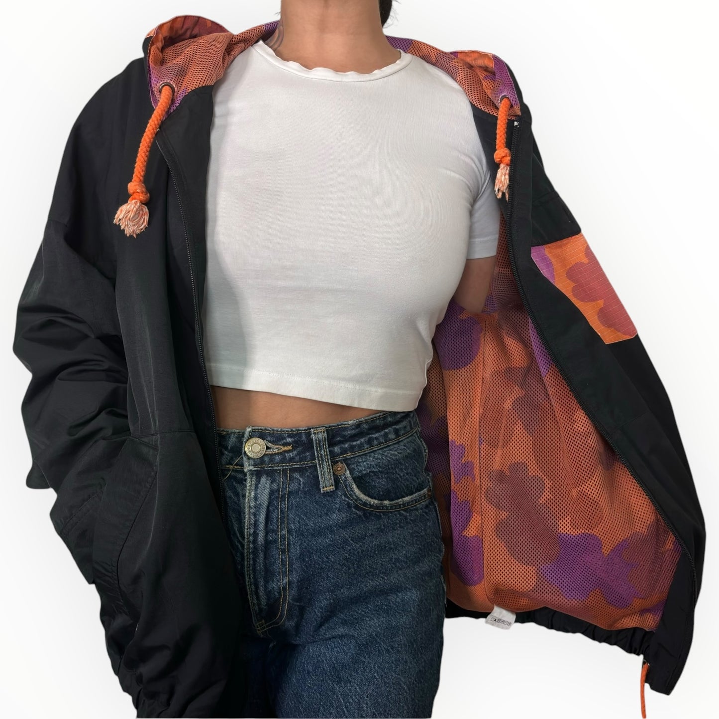 Orange/Black Hooded Windbreaker