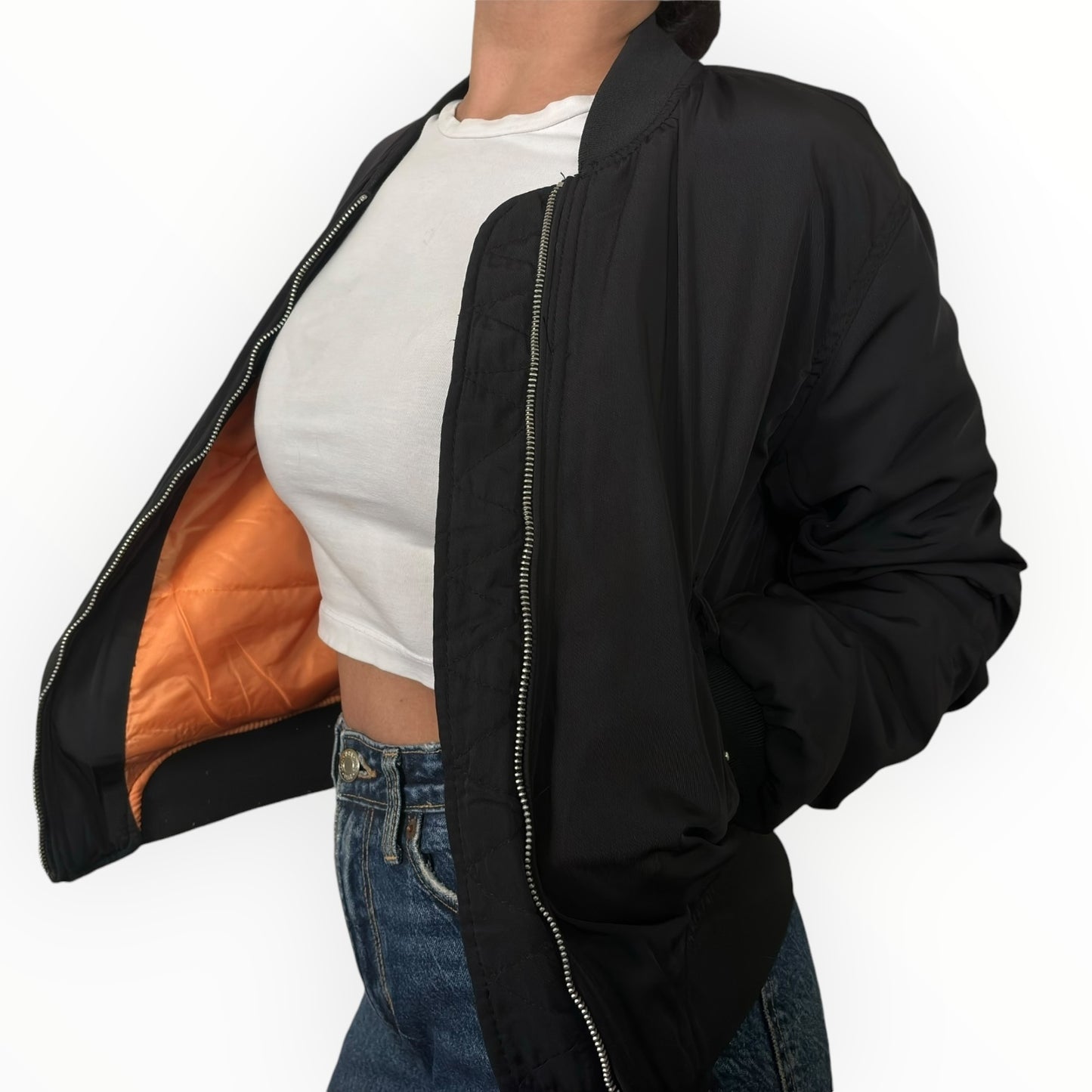 Black Lined Bomber Jacket