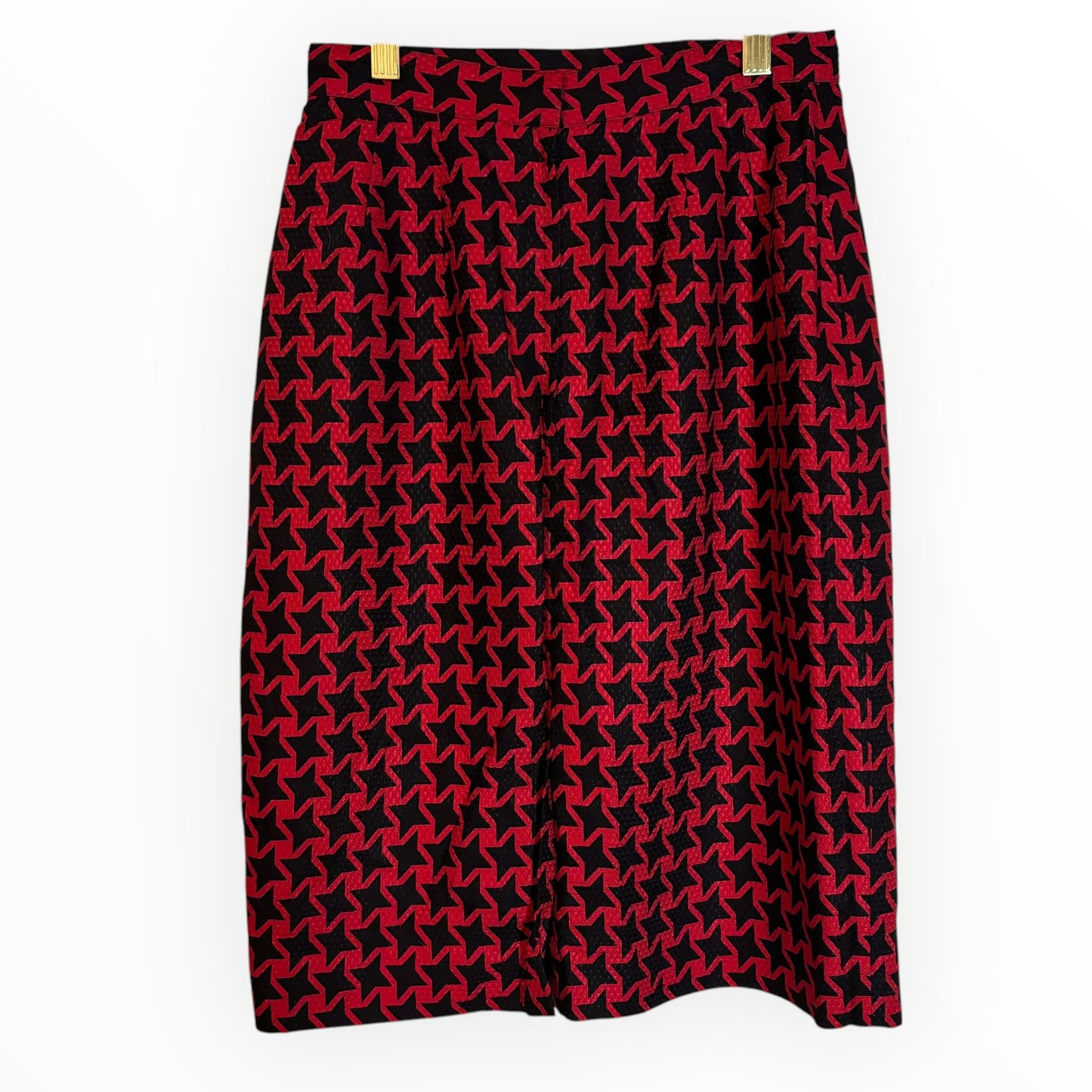 Vintage Red and Black Houndstooth Pencil Skirt