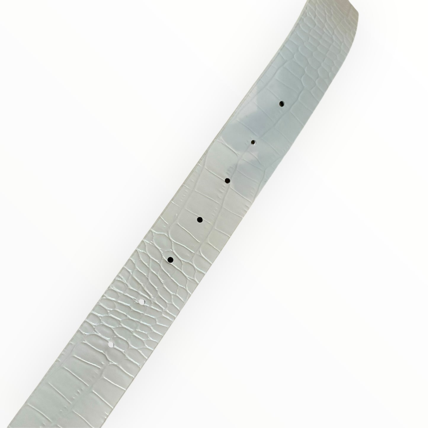 White Faux Snakeskin Belt with Gold Buckle