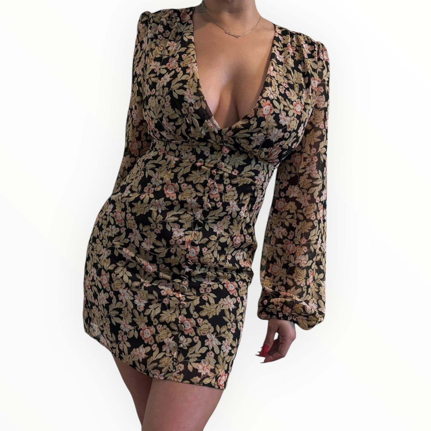 Autumn Floral Long Sleeved Mini Dress