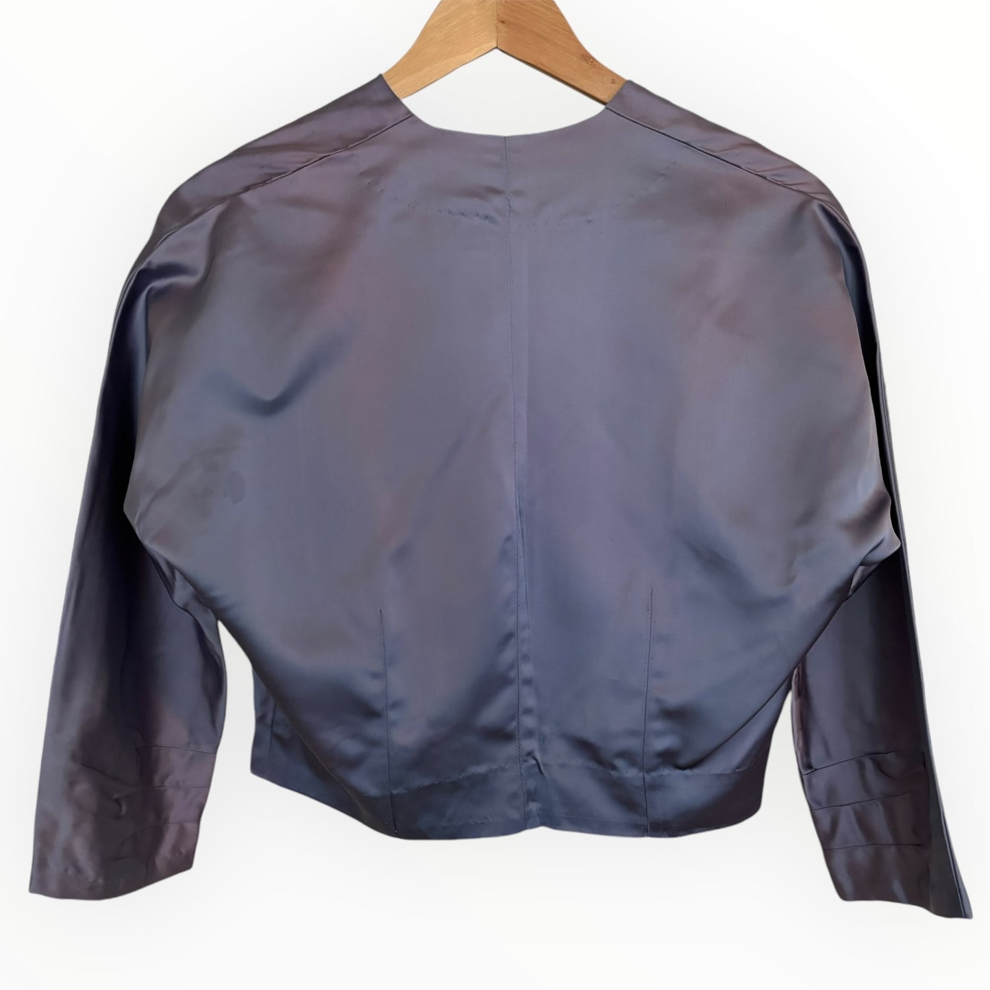 Vintage Iridescent Lilac Satin Cropped Blazer