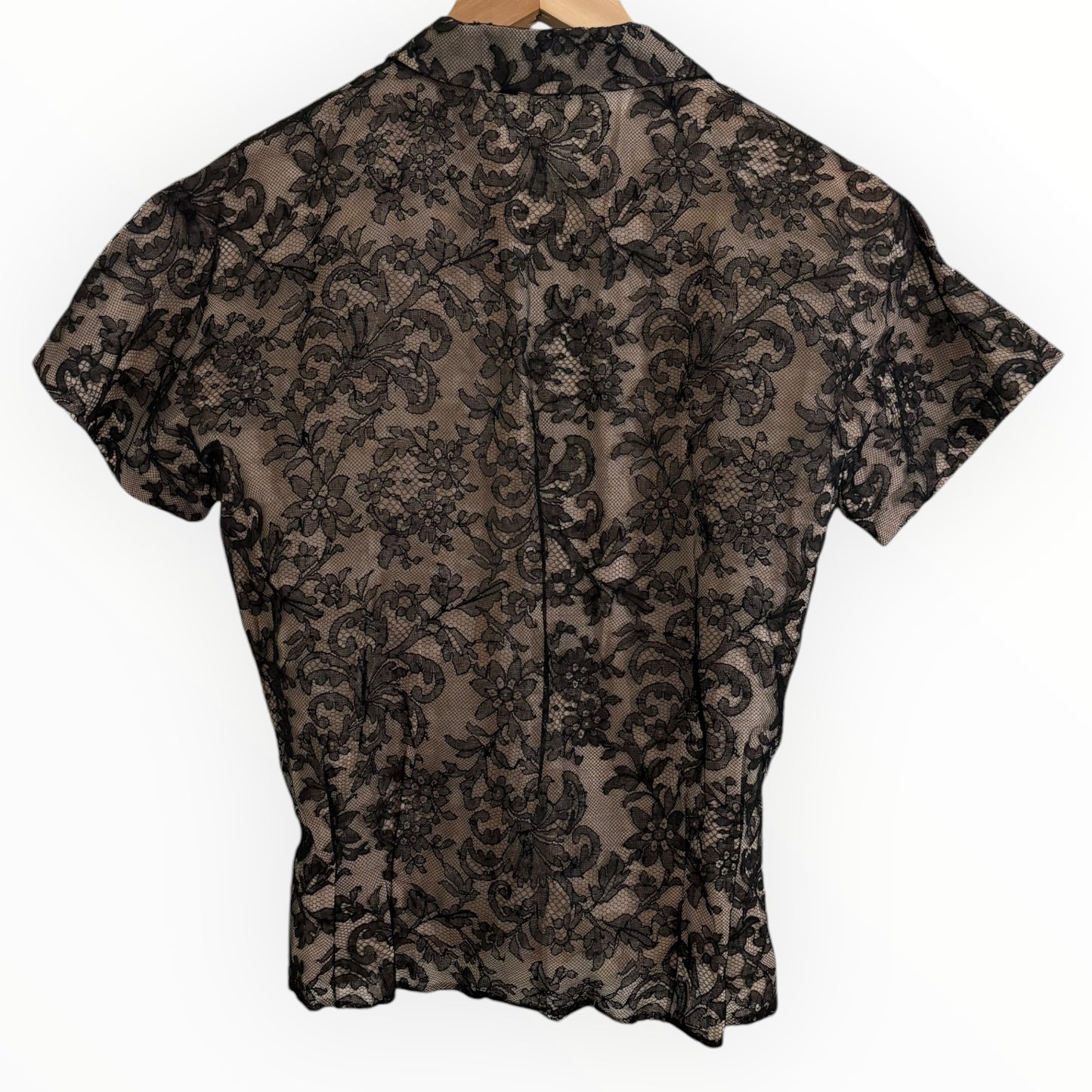 Vintage Black Lace Button Up Blouse